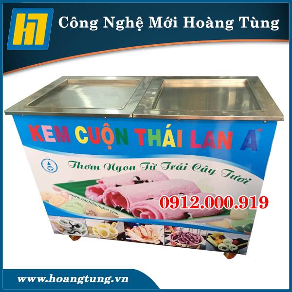 Máy Làm Kem Cuộn Đôi Chảo Vuông 